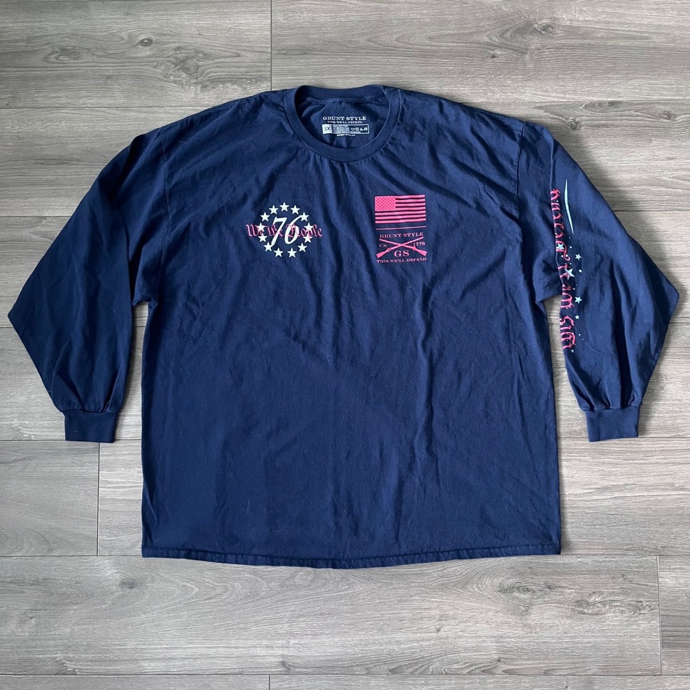 Grunt Style Mens 3XL Navy Blue We The People 76 Long Sleeve Graphic T-Shirt
